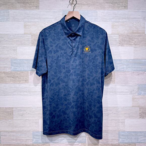 Presidents Cup Quail Hallow Performance Golf Polo Shirt Blue Adidas Mens Medium - Picture 1 of 8